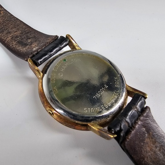 Vtg Hamilton Watch Swiss Made Quartz 14k Gold Electroplated 715001-4  -PARTS- - Picture 9 of 10